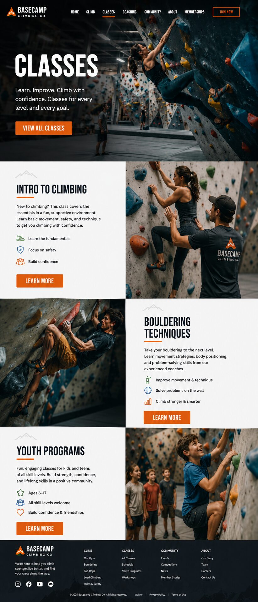 Classes design mockup